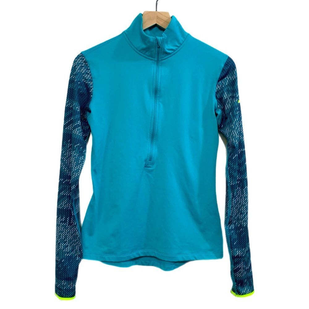 Nike Pro Hyperwarm Nordic Half-Zip Pullover Patterned Sleeves Navy Sleeves M